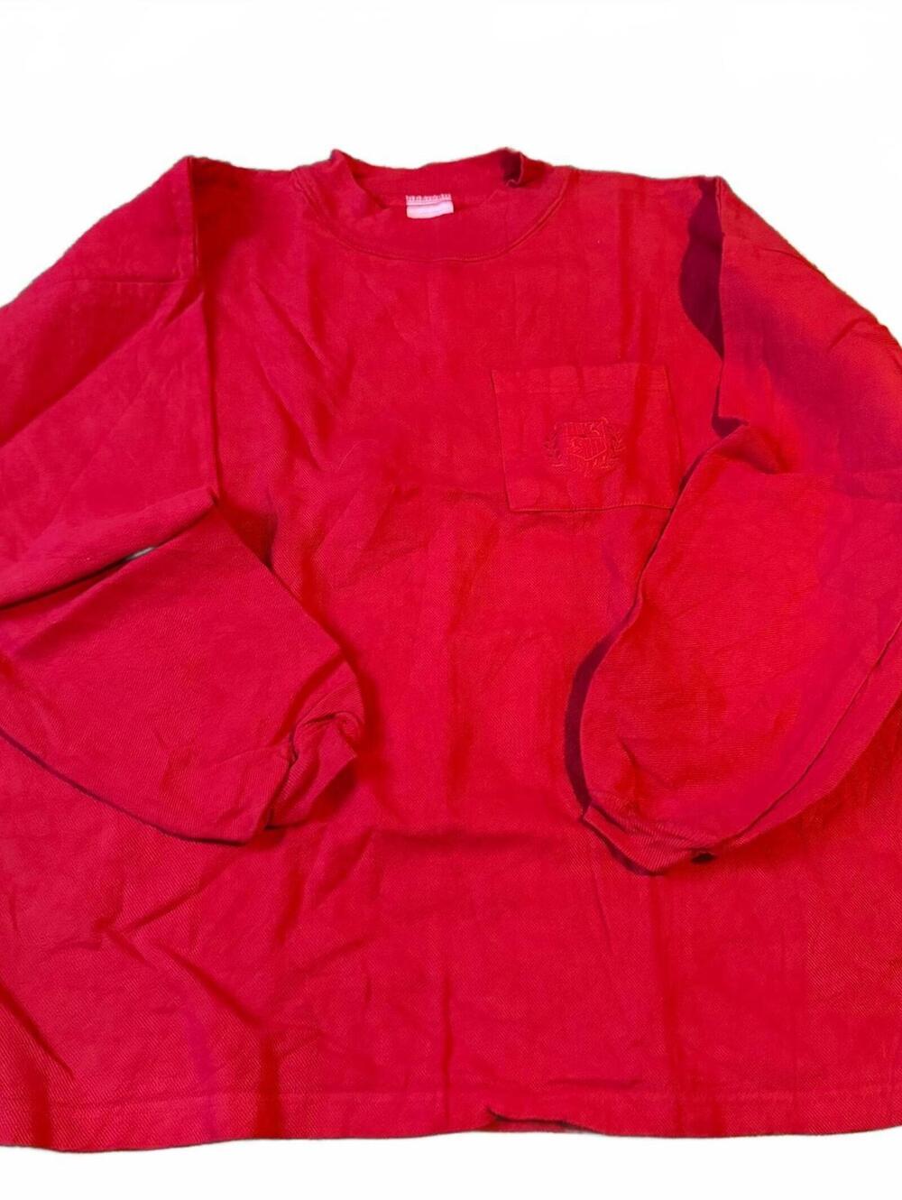 Vintage Horton Red Long Sleeve Pocket Shirt Size Large Tonal Embroidered Crest